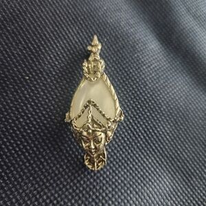 MOP Figural Siam Headdress Pot Metal Brooch